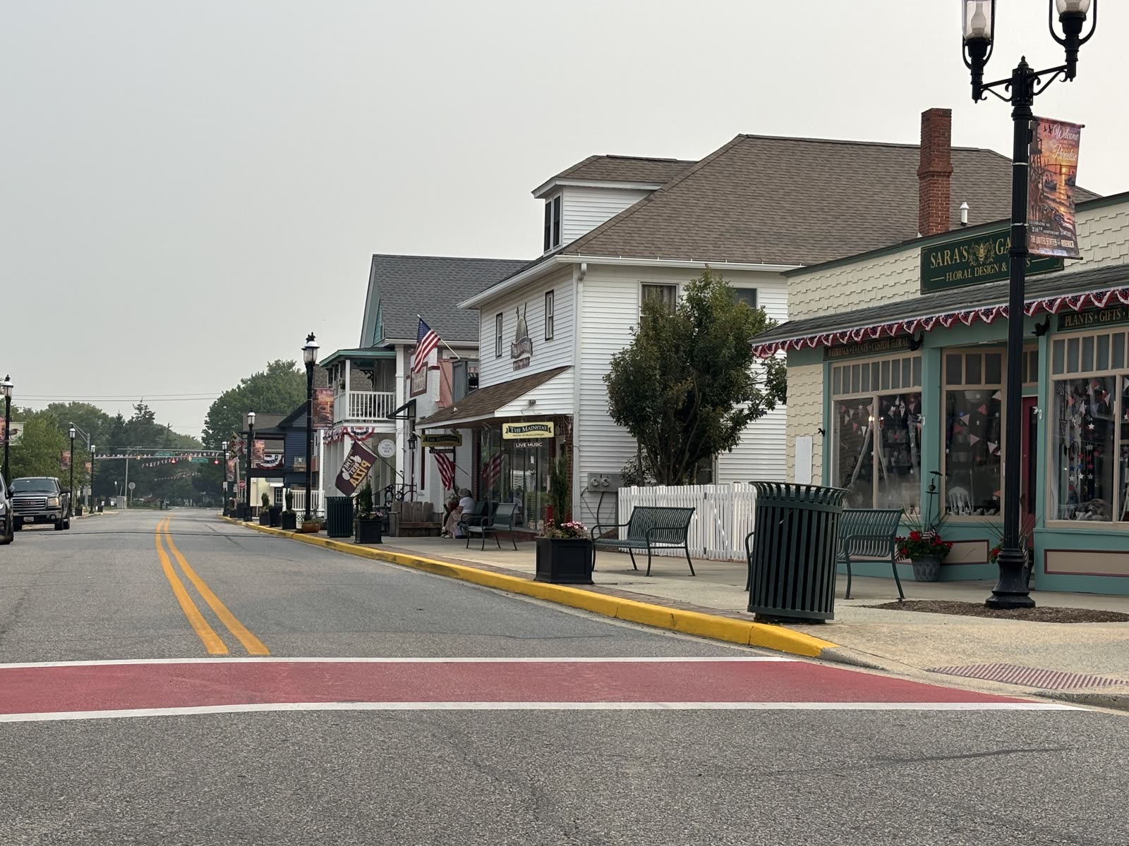 Main Street dressed in 250th anniversary banners